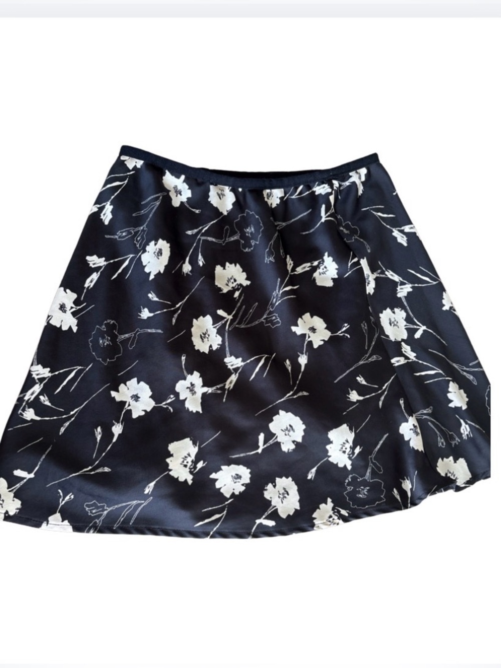 Black Floral A-Line Skirt - Unbranded